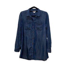 J. Jill Dark Denim Button-Down Tunic Shirt